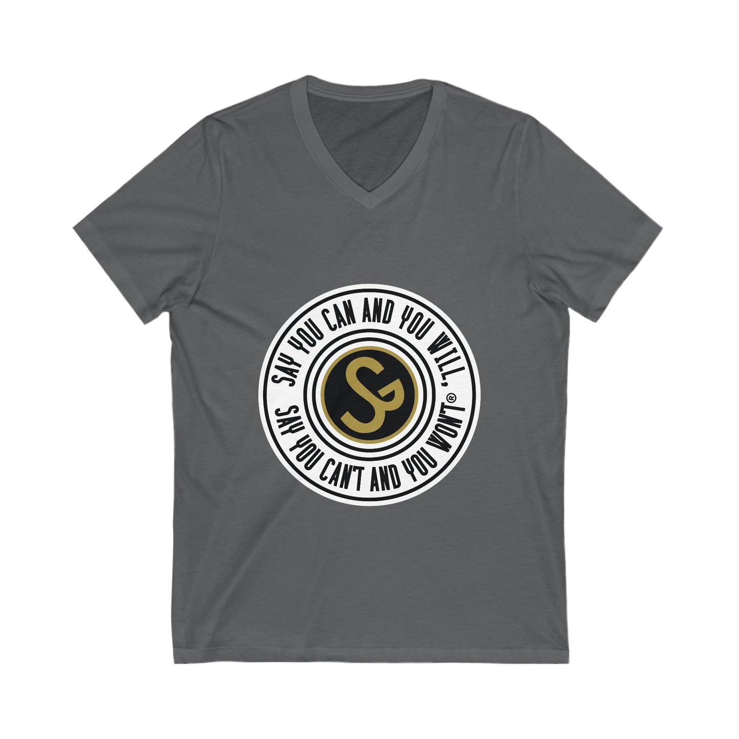 Motivational V-Neck Tee - "Say You Can and You Will"