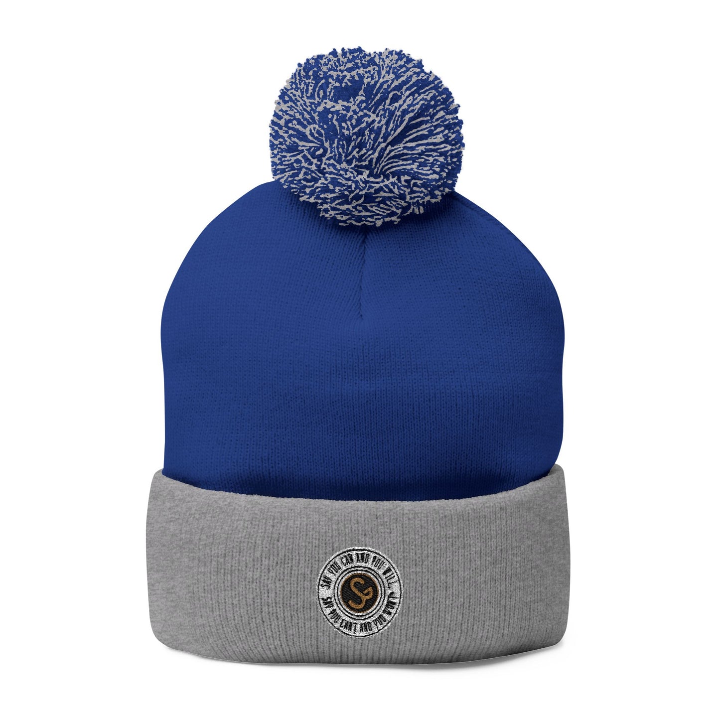 Pom-Pom Knit Cap - "Say You Can and You Will"