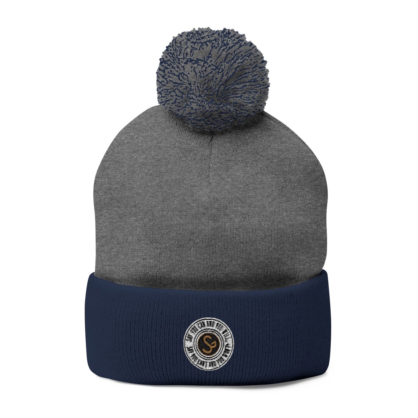 Pom-Pom Knit Cap - "Say You Can and You Will"