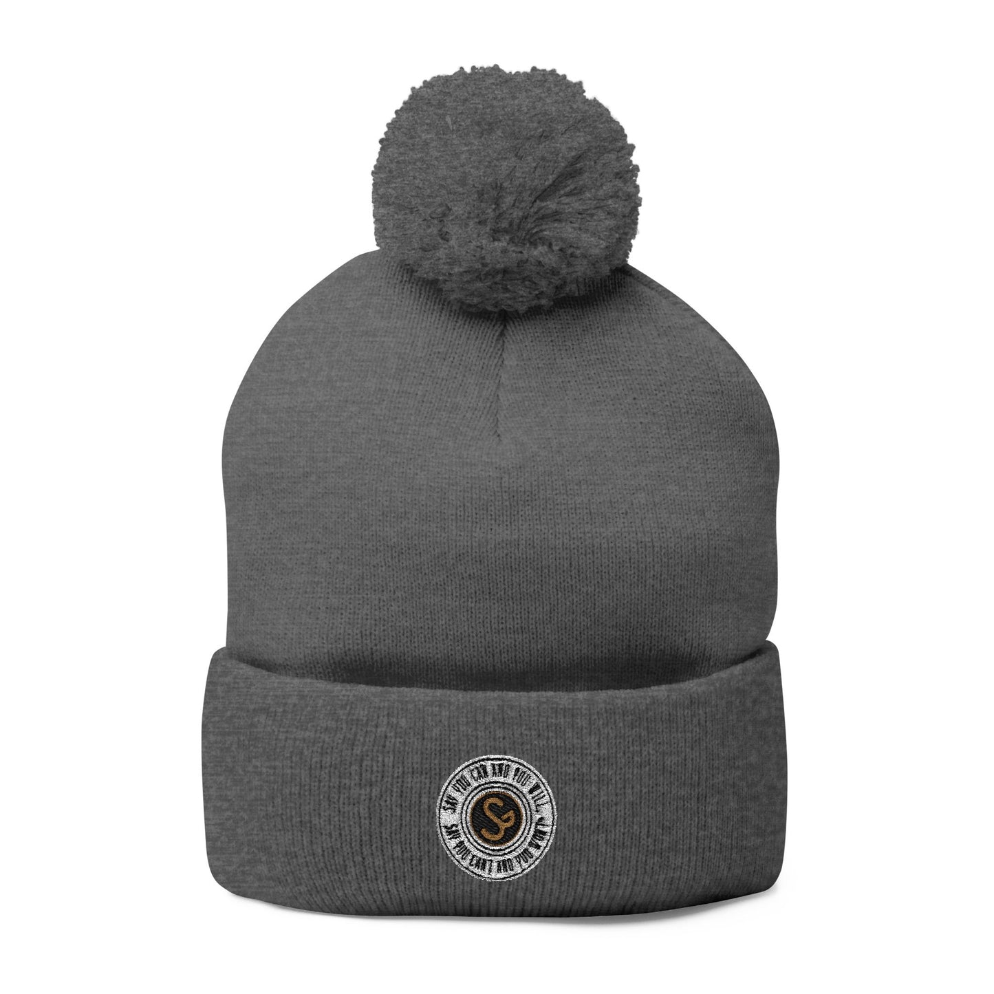 Pom-Pom Knit Cap - "Say You Can and You Will"