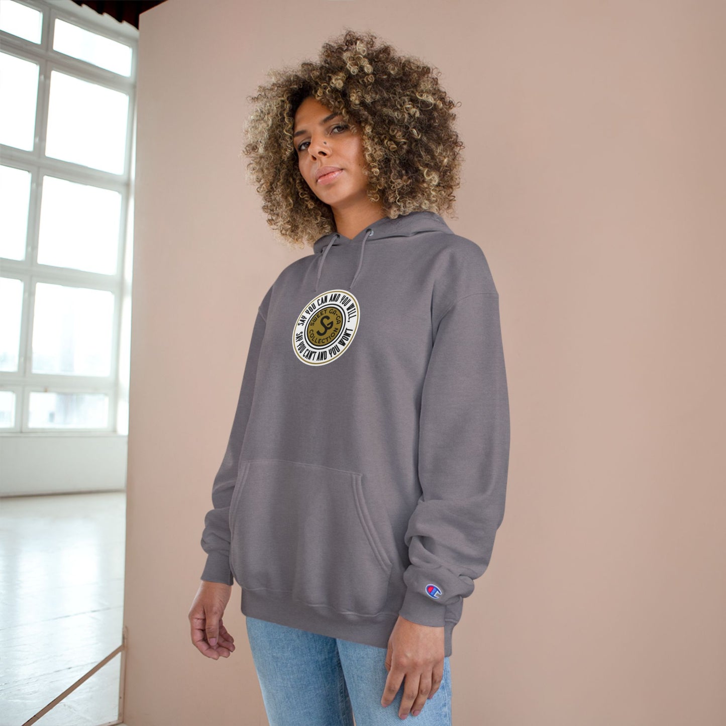 Champion Hoodie — Vintage-Inspired Circular Logo Hoodie