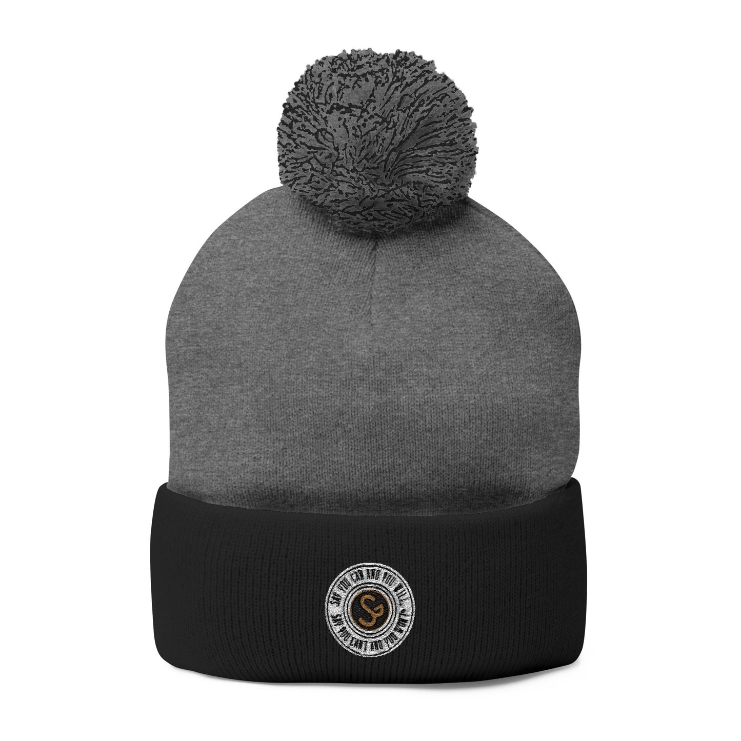 Pom-Pom Knit Cap - "Say You Can and You Will"