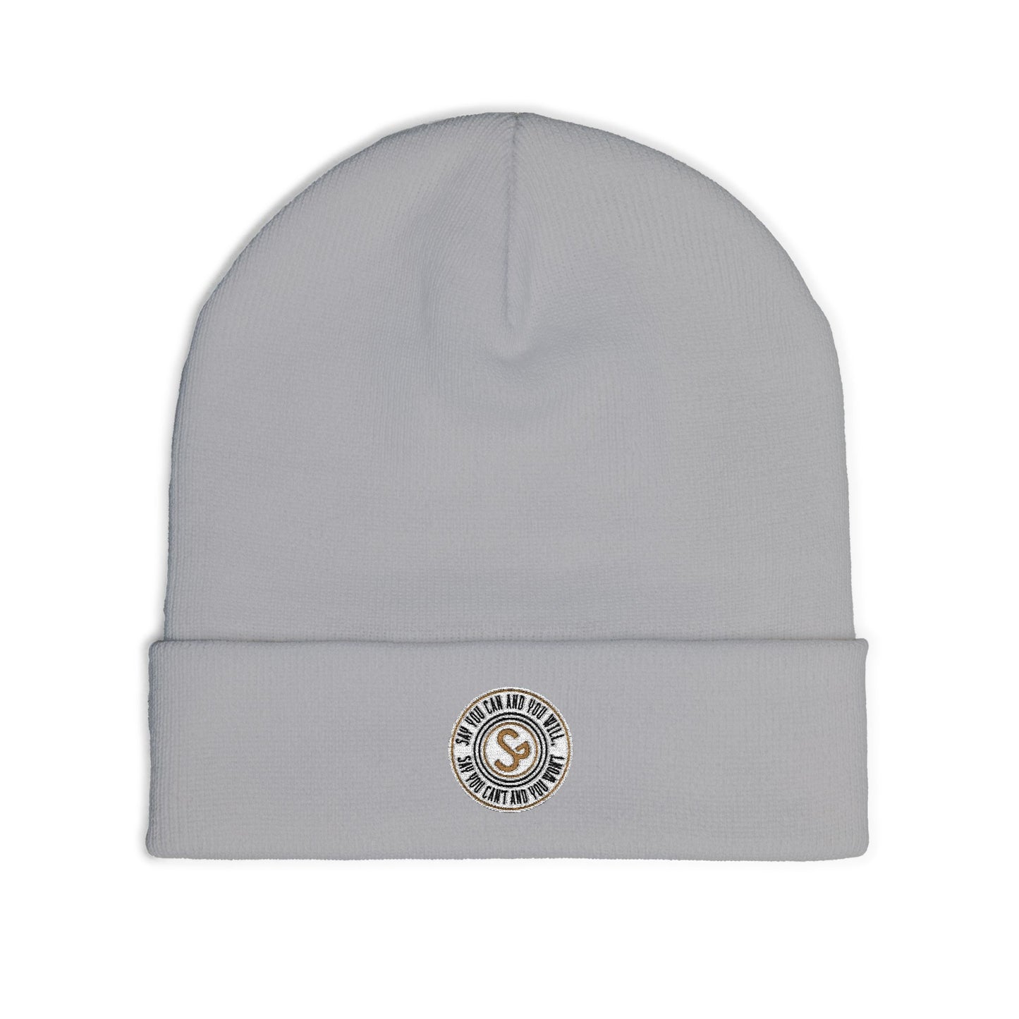 Embroidered Compass Logo Knit Beanie — Minimal Outdoor Winter Hat