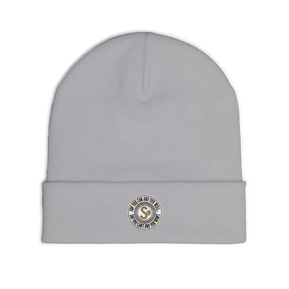 Embroidered Compass Logo Knit Beanie — Minimal Outdoor Winter Hat