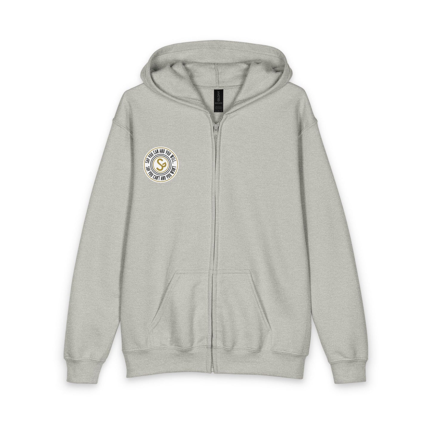 Youth Zipped Hoodie — Small Circle Logo "S" Chest Design