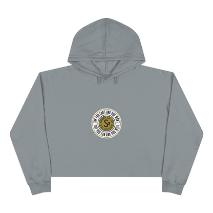 Cropped Hoodie — Minimal Gold Seal Logo, Casual Streetwear