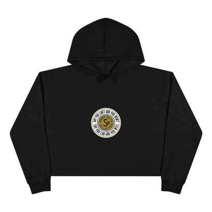 Cropped Hoodie — Minimal Gold Seal Logo, Casual Streetwear