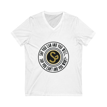 Motivational V-Neck Tee - "Say You Can and You Will"