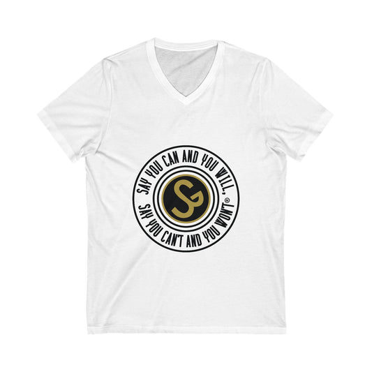 Motivational V-Neck Tee - "Say You Can and You Will"