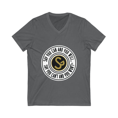 Motivational V-Neck Tee - "Say You Can and You Will"
