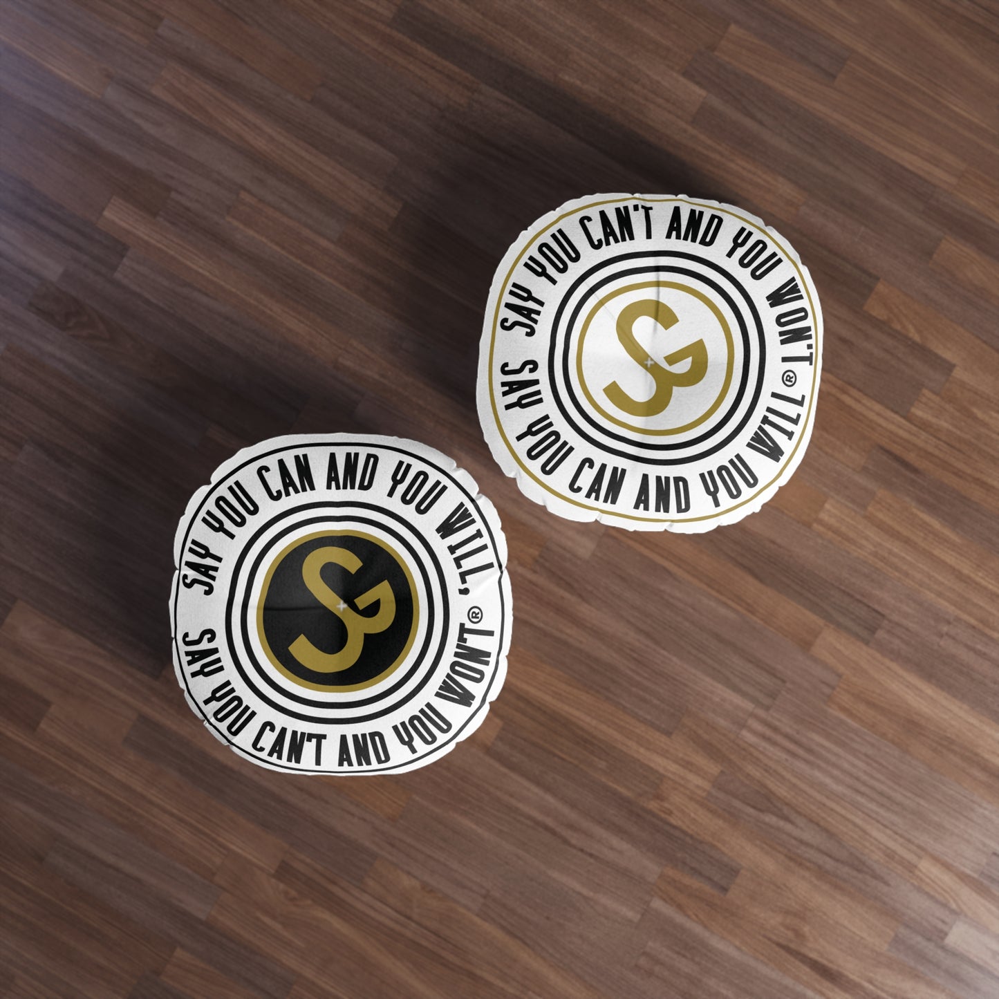 Round Motivational Tufted Floor Pillow - "Say You Can and You Will"