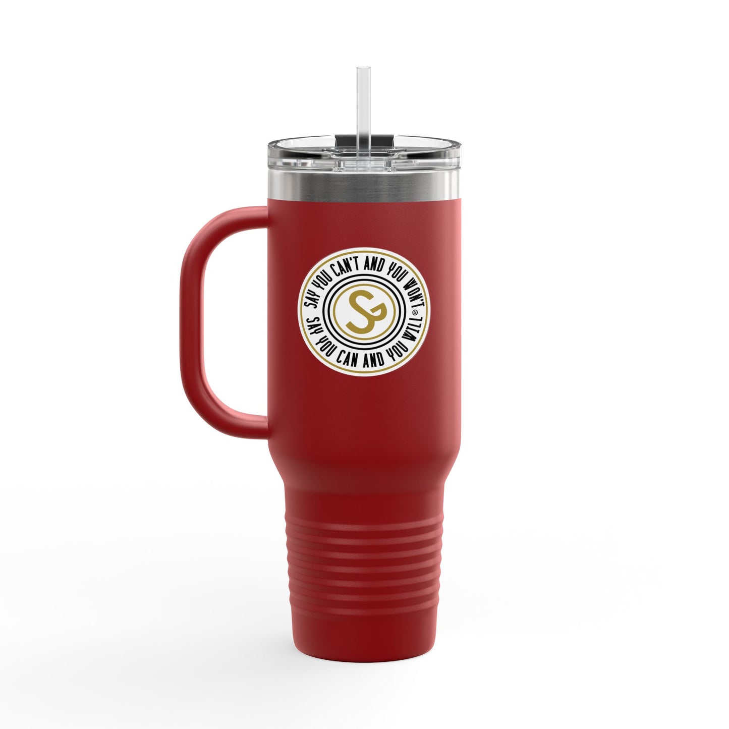40oz Stylish Insulated Travel Mug, 40oz - "Say You Can and You Will"