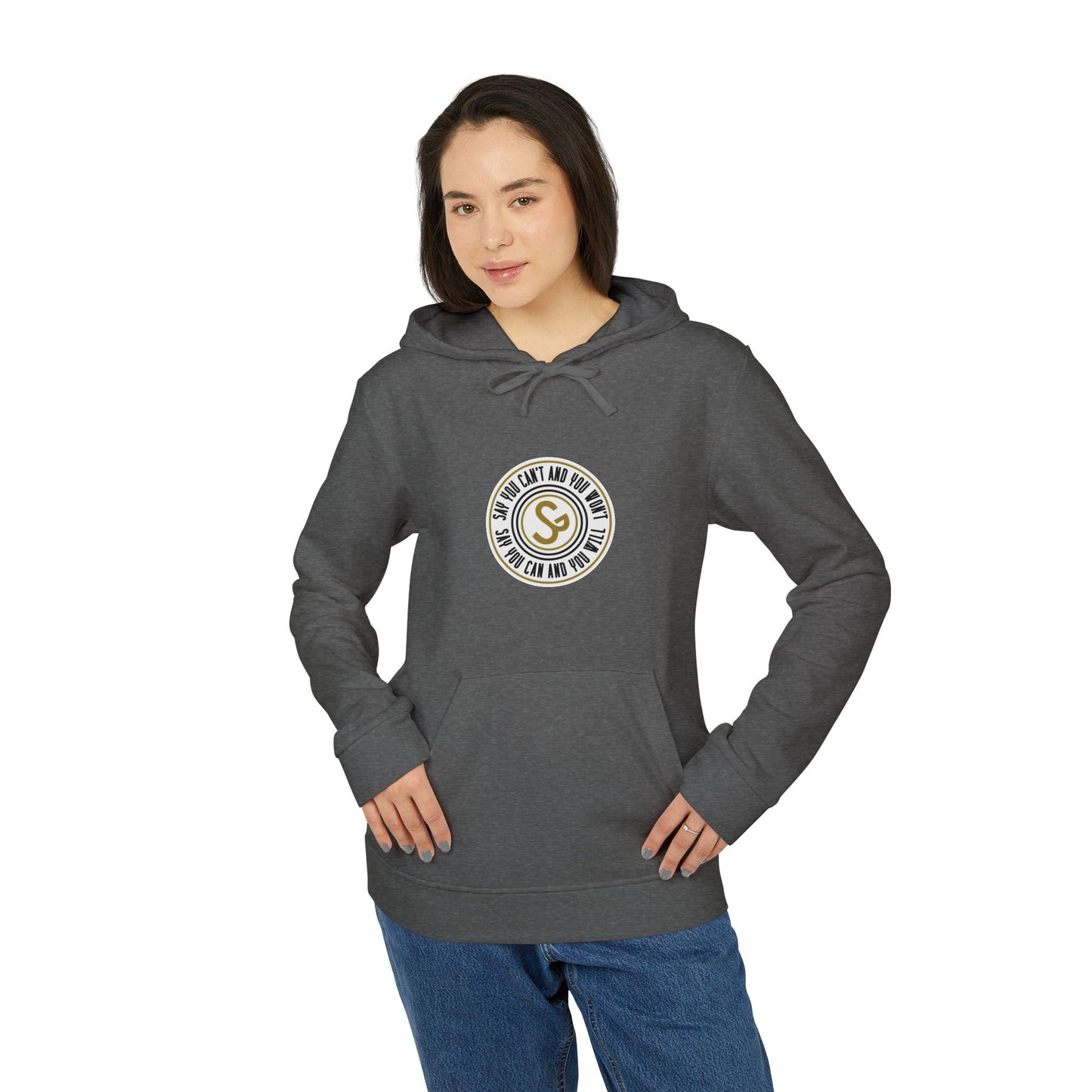 Adidas "Say You Can and You Will" Fleece Hoodie — White Casual Athletic Pullover