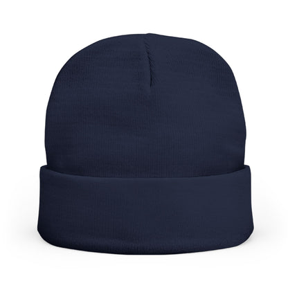 Embroidered Compass Logo Knit Beanie — Minimal Outdoor Winter Hat