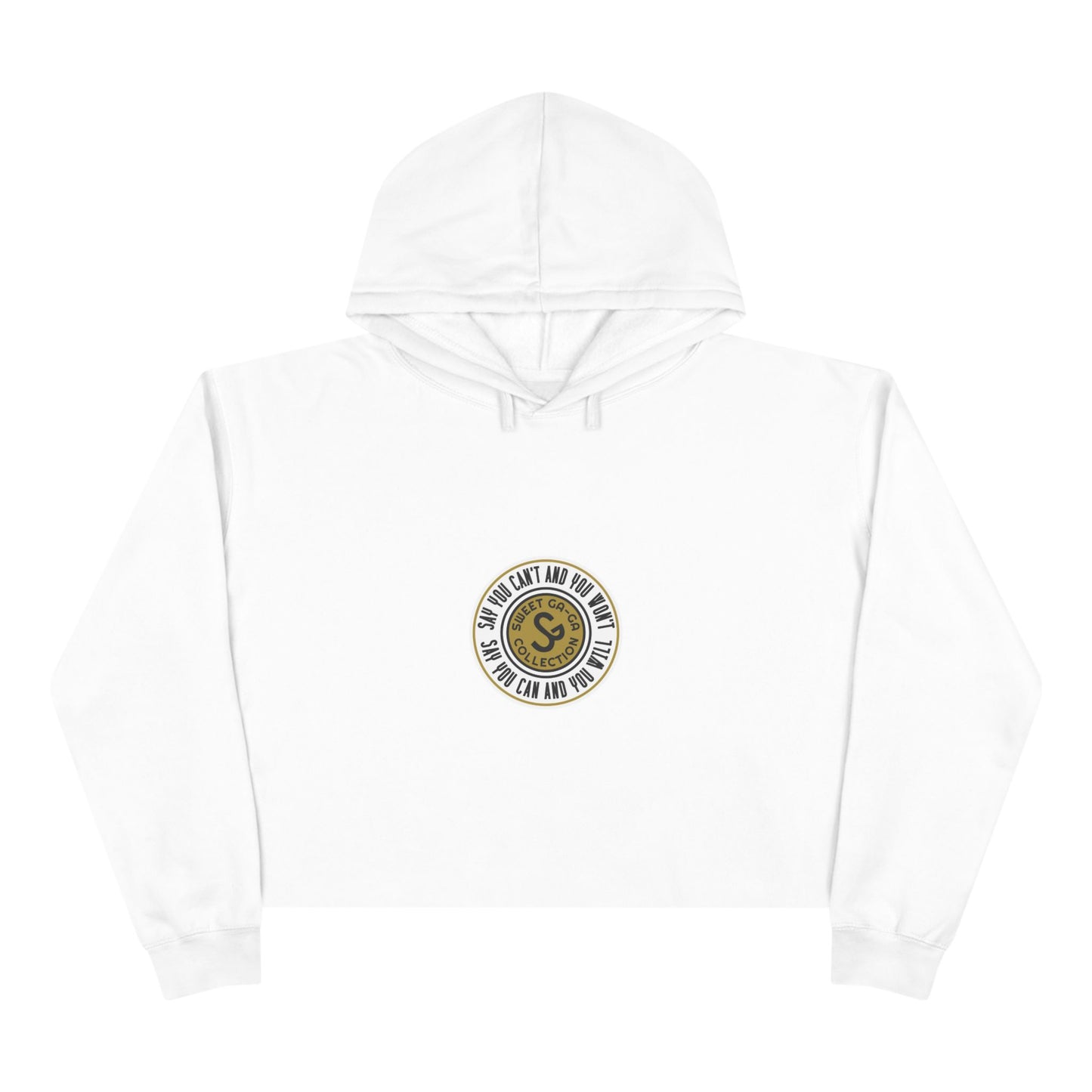 Cropped Hoodie — Minimal Gold Seal Logo, Casual Streetwear