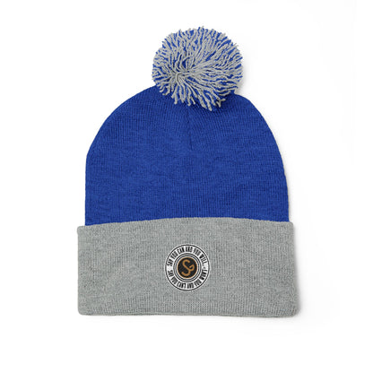 Pom-Pom Knit Cap - "Say You Can and You Will"