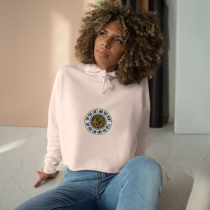 Cropped Hoodie — Minimal Gold Seal Logo, Casual Streetwear