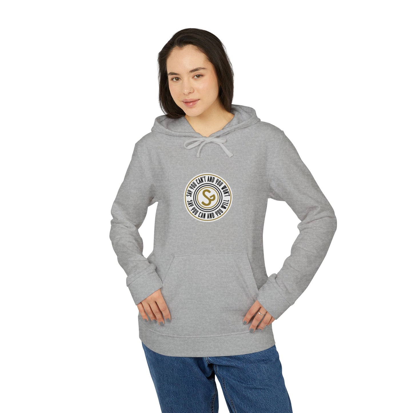 Adidas "Say You Can and You Will" Fleece Hoodie — White Casual Athletic Pullover