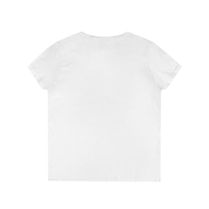 Ladies' V-Neck T-Shirt — Retro Gold Seal 'S' Emblem