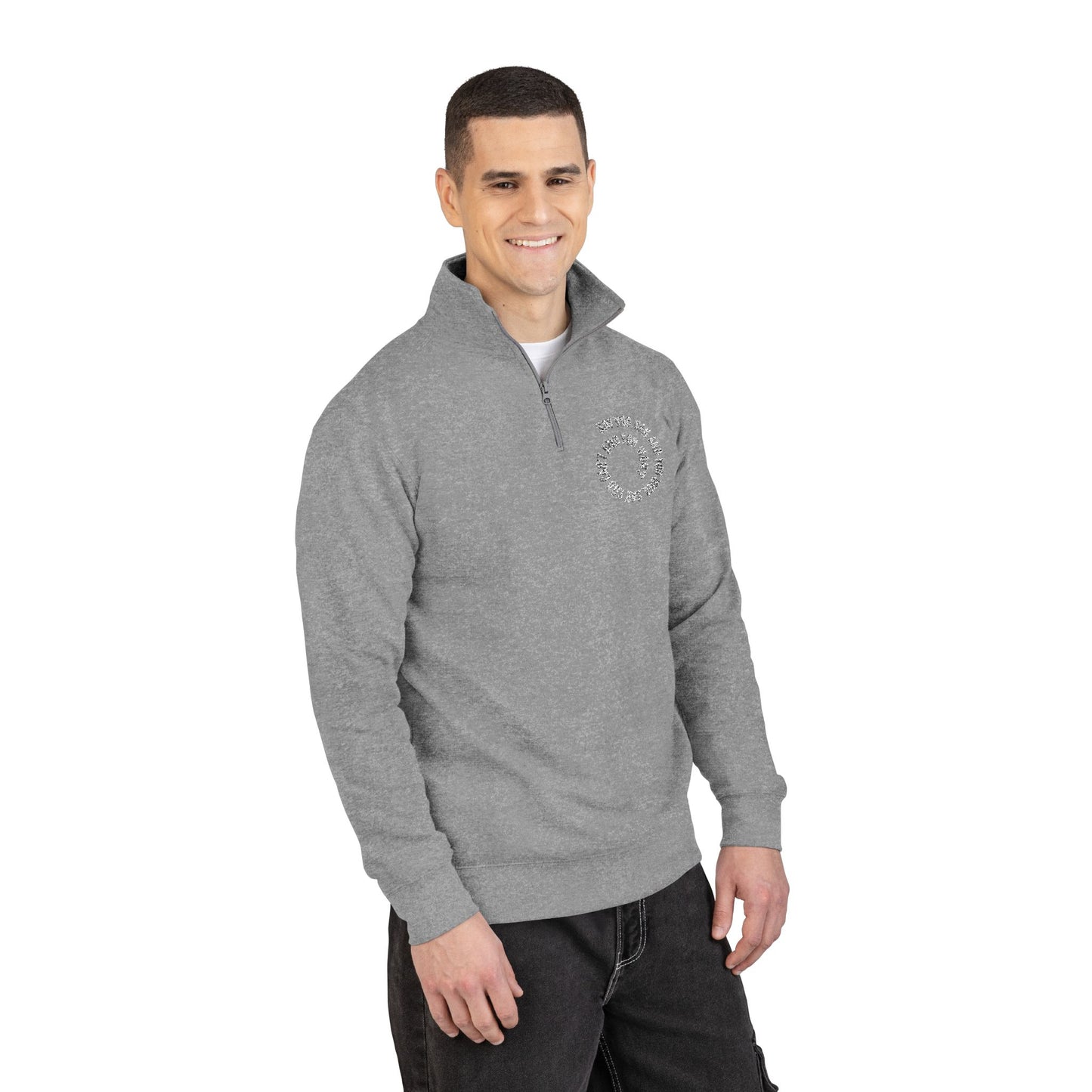 Embroidered "Say You Can and You Will" Fleece Pullover - Quarter Zip Cozy Sweatshirt