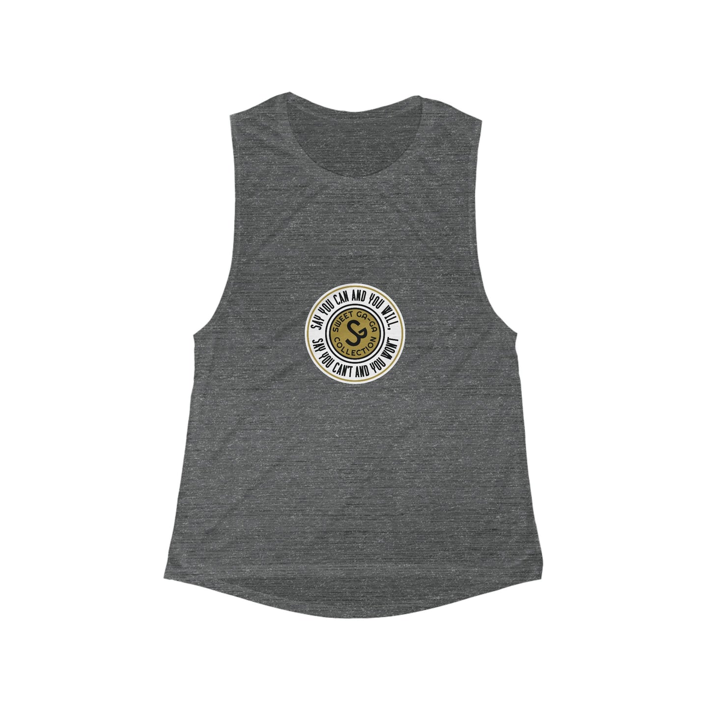 Women's Scoop Muscle Tank — 'She Can, She Will' Motivational Fitness Top