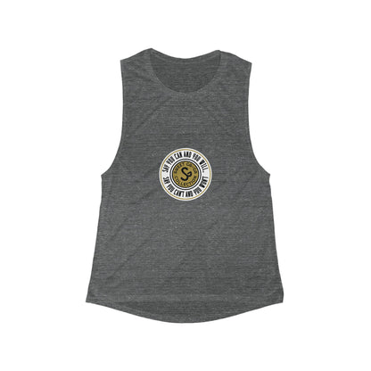 Women's Scoop Muscle Tank — 'She Can, She Will' Motivational Fitness Top