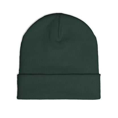 Embroidered Compass Logo Knit Beanie — Minimal Outdoor Winter Hat