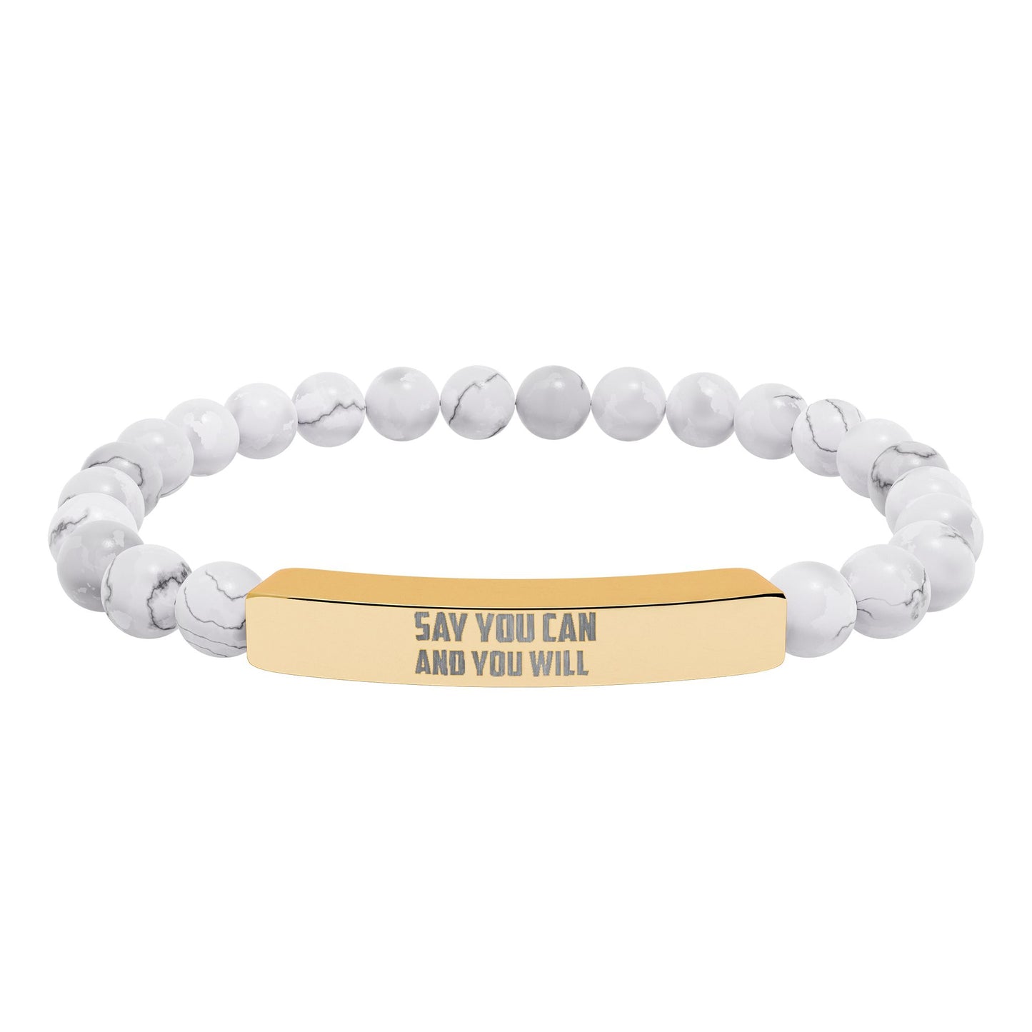 Natural Stone Stretch Bar Bracelet (Engraving)