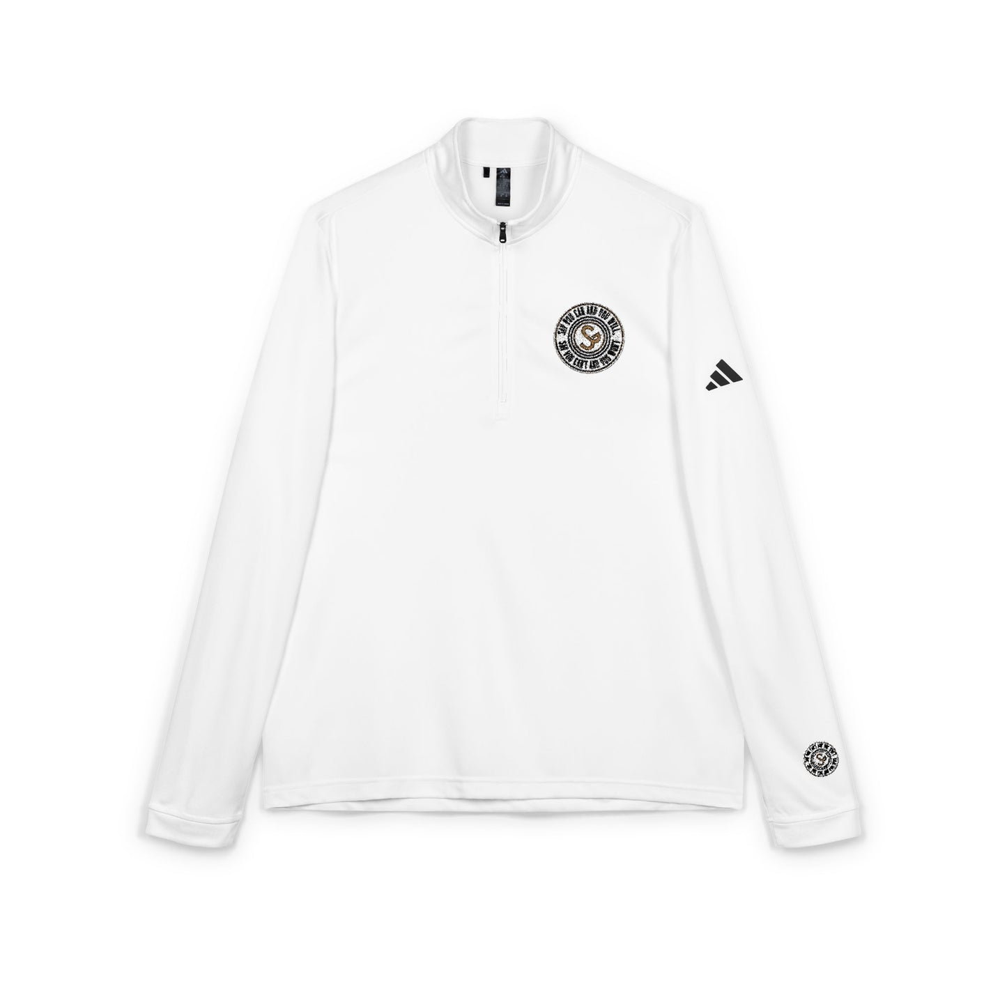 Embroidered Quarter-Zip Pullover — "Say You Can and You Will"