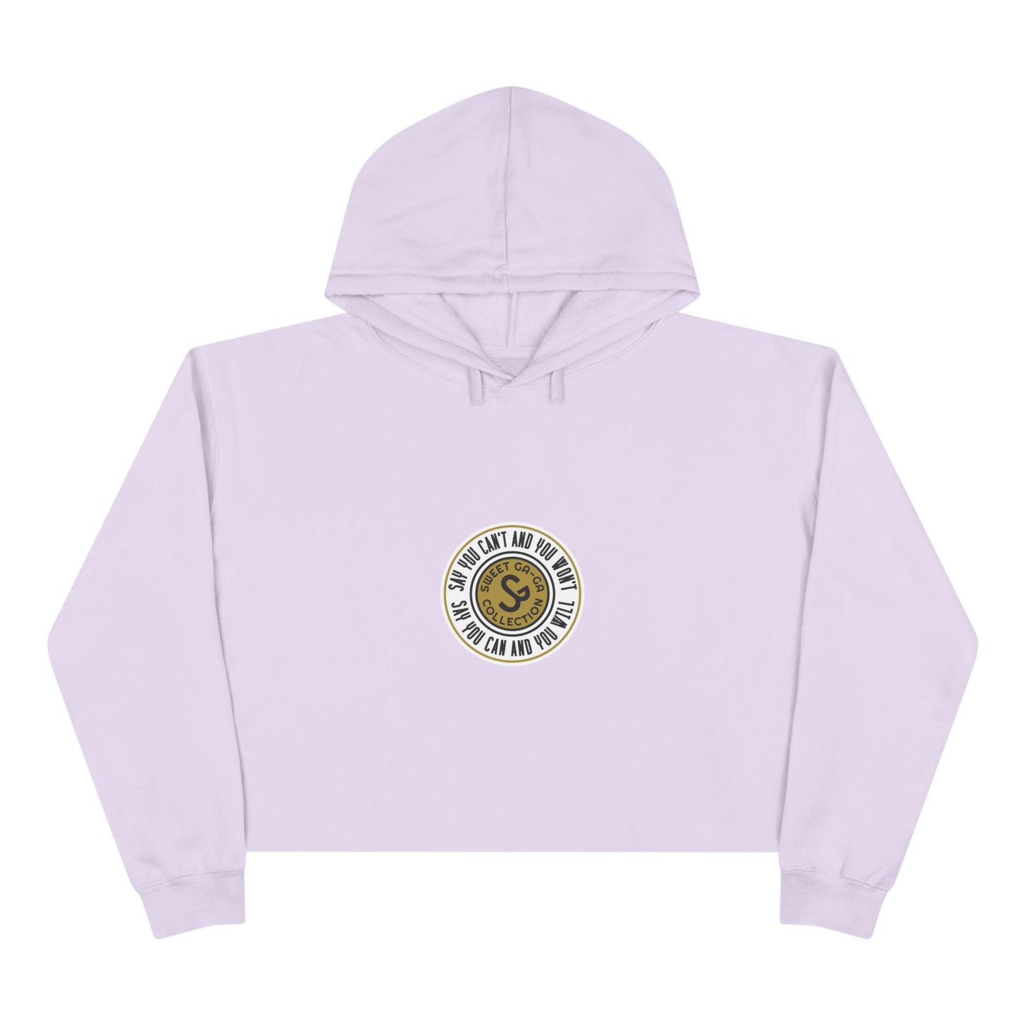 Cropped Hoodie — Minimal Gold Seal Logo, Casual Streetwear