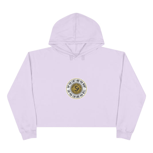 Cropped Hoodie — Minimal Gold Seal Logo, Casual Streetwear