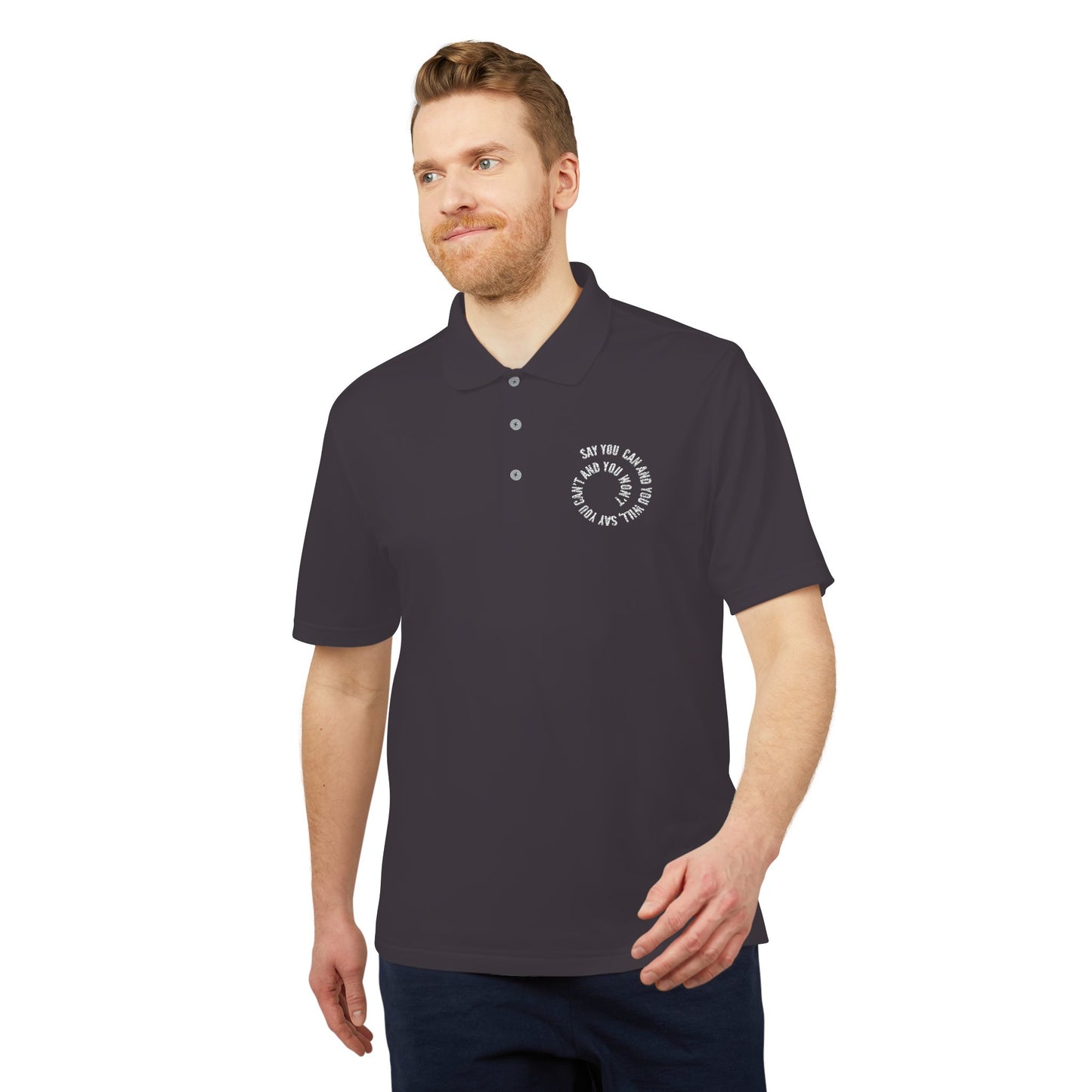Performance Polo — ‘Not Your Average’ Circular Logo Golf Shirt