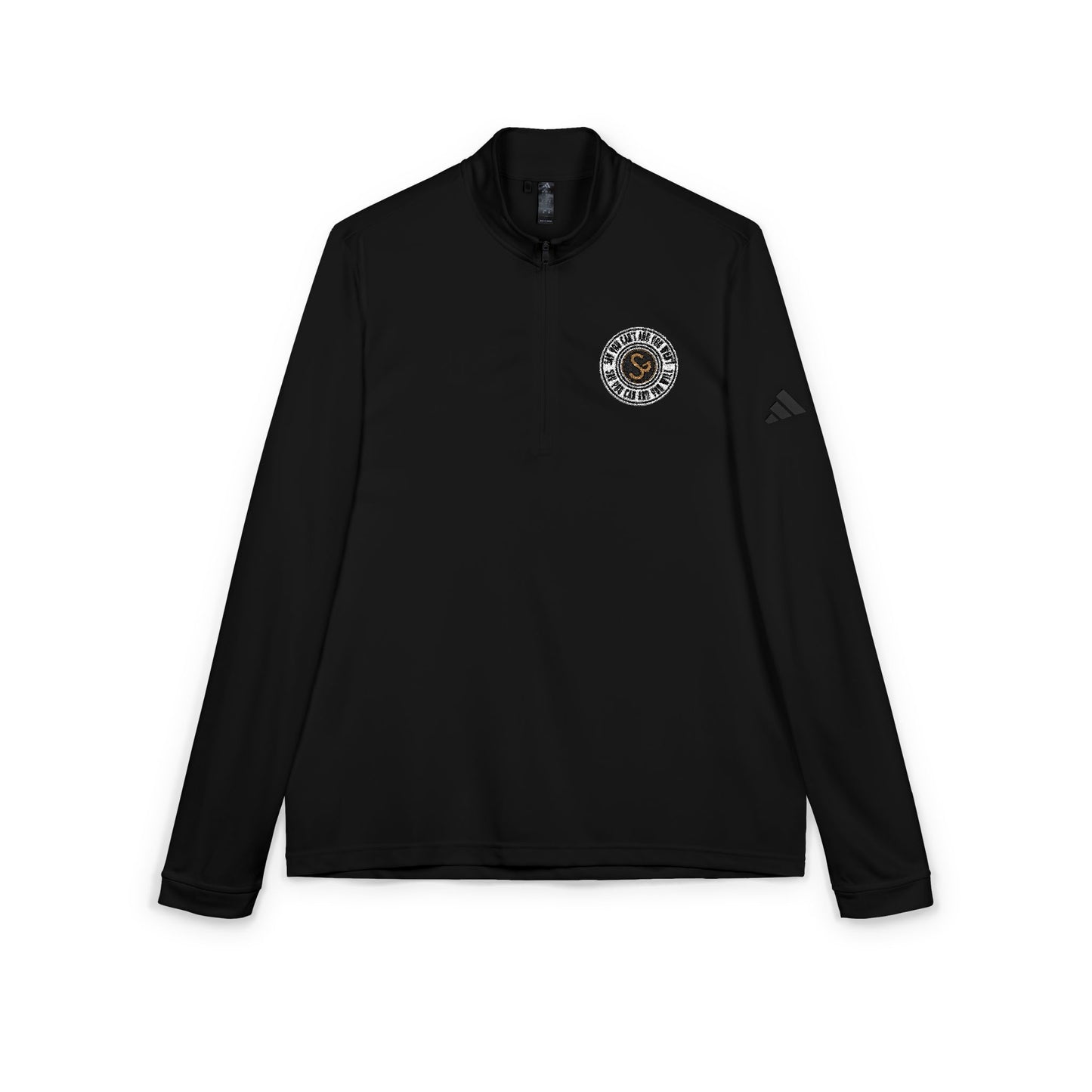 Embroidered Quarter-Zip Pullover — White Performance Adidas Pullover "Say You Can and You Will"