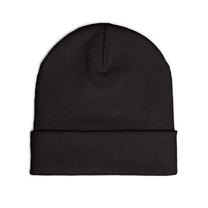 Embroidered Compass Logo Knit Beanie — Minimal Outdoor Winter Hat