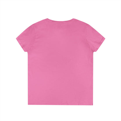 Ladies' V-Neck T-Shirt — Retro Gold Seal 'S' Emblem