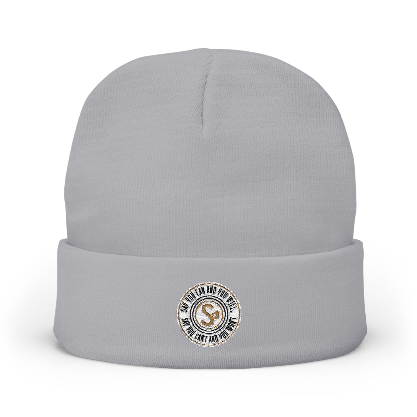 Embroidered Compass Logo Knit Beanie — Minimal Outdoor Winter Hat