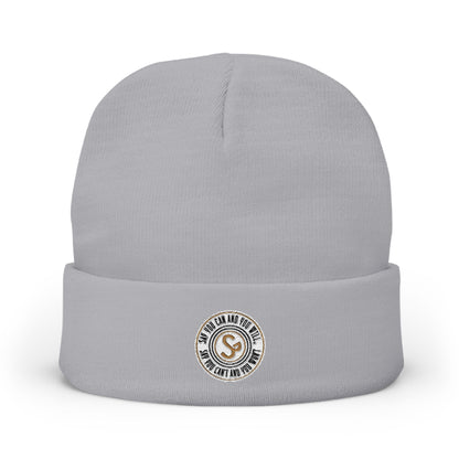 Embroidered Compass Logo Knit Beanie — Minimal Outdoor Winter Hat
