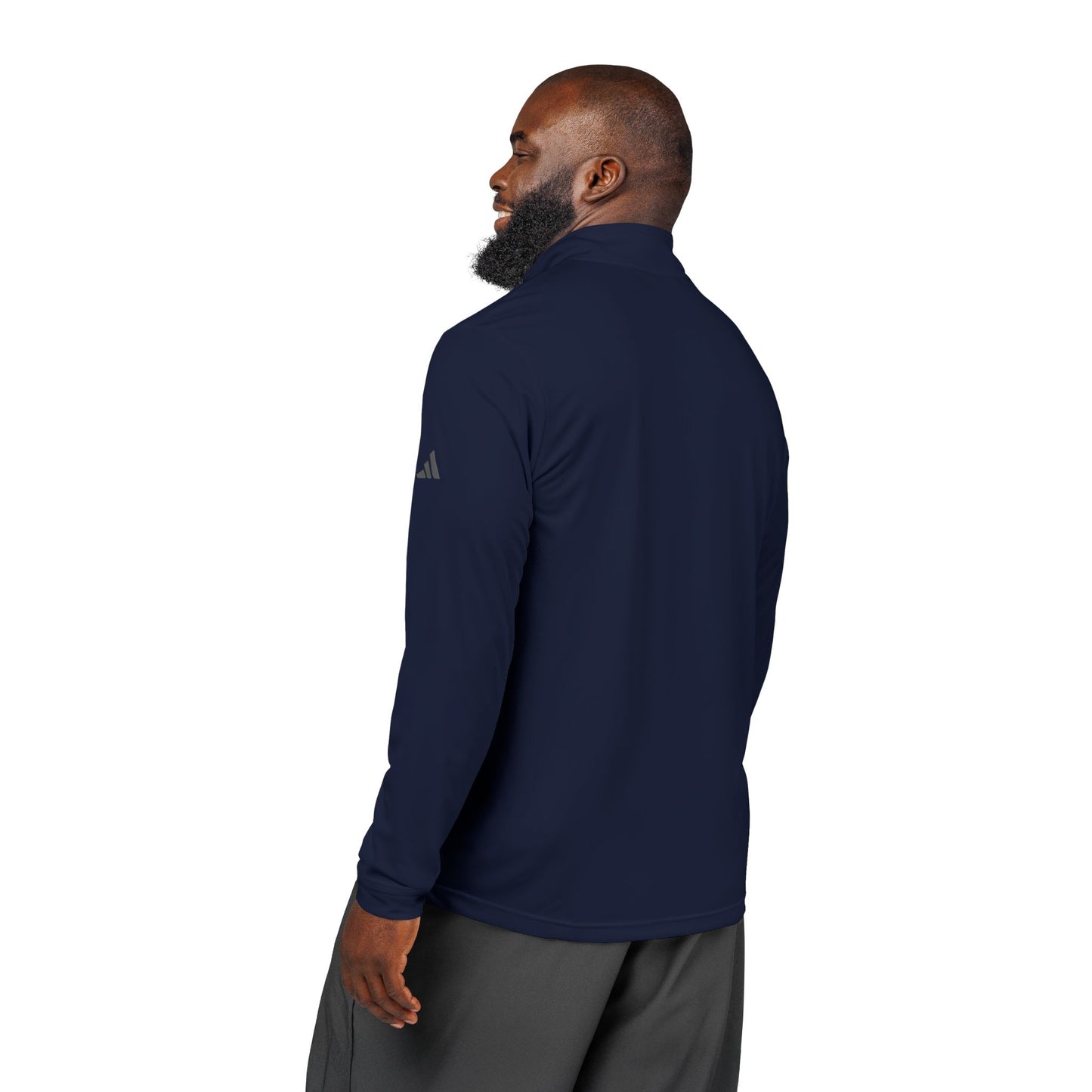 Embroidered Quarter-Zip Pullover — White Performance Adidas Pullover "Say You Can and You Will"