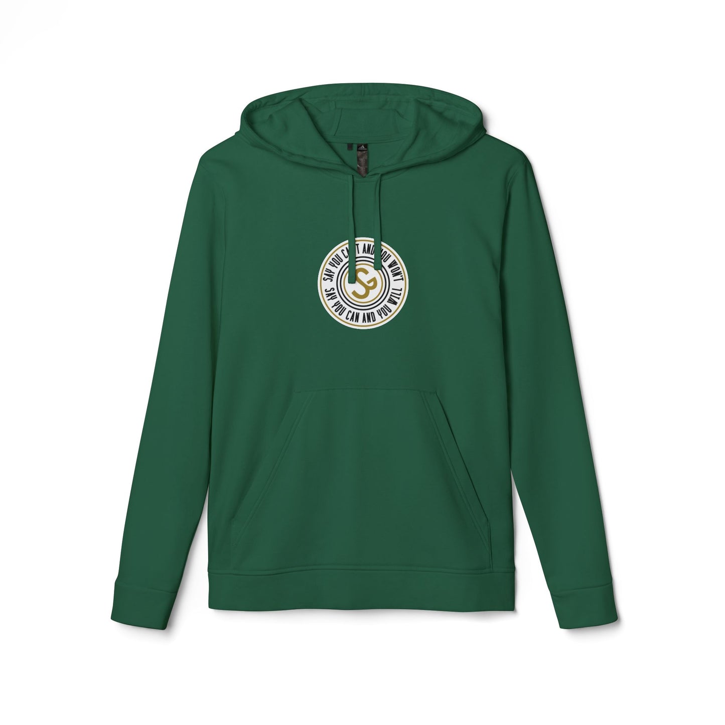 Adidas "Say You Can and You Will" Fleece Hoodie — White Casual Athletic Pullover