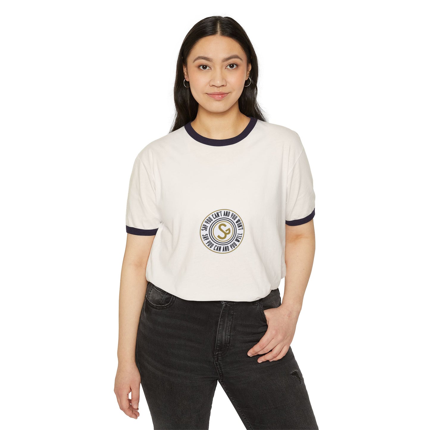Unisex Cotton Ringer T-Shirt - "Say You Can and You Will"