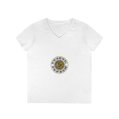 Ladies' V-Neck T-Shirt — Retro Gold Seal 'S' Emblem