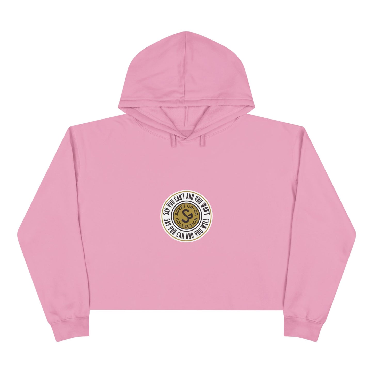 Cropped Hoodie — Minimal Gold Seal Logo, Casual Streetwear