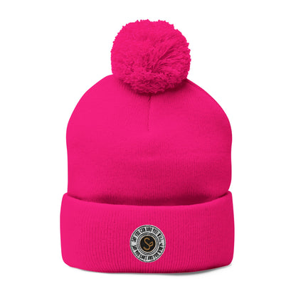 Pom-Pom Knit Cap - "Say You Can and You Will"