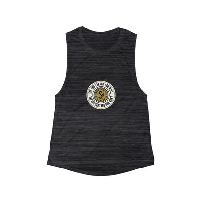 Women's Scoop Muscle Tank — 'She Can, She Will' Motivational Fitness Top