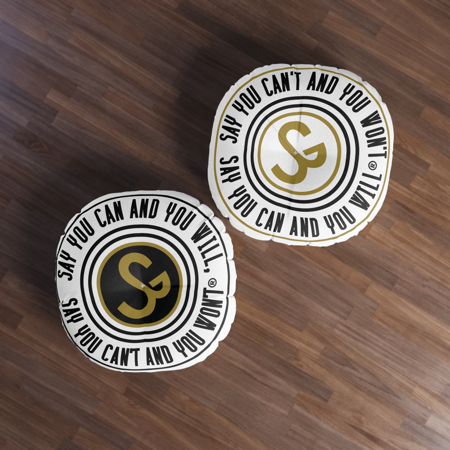 Round Motivational Tufted Floor Pillow - "Say You Can and You Will"