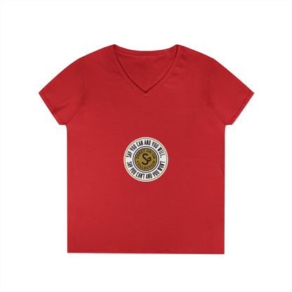 Ladies' V-Neck T-Shirt — Retro Gold Seal 'S' Emblem