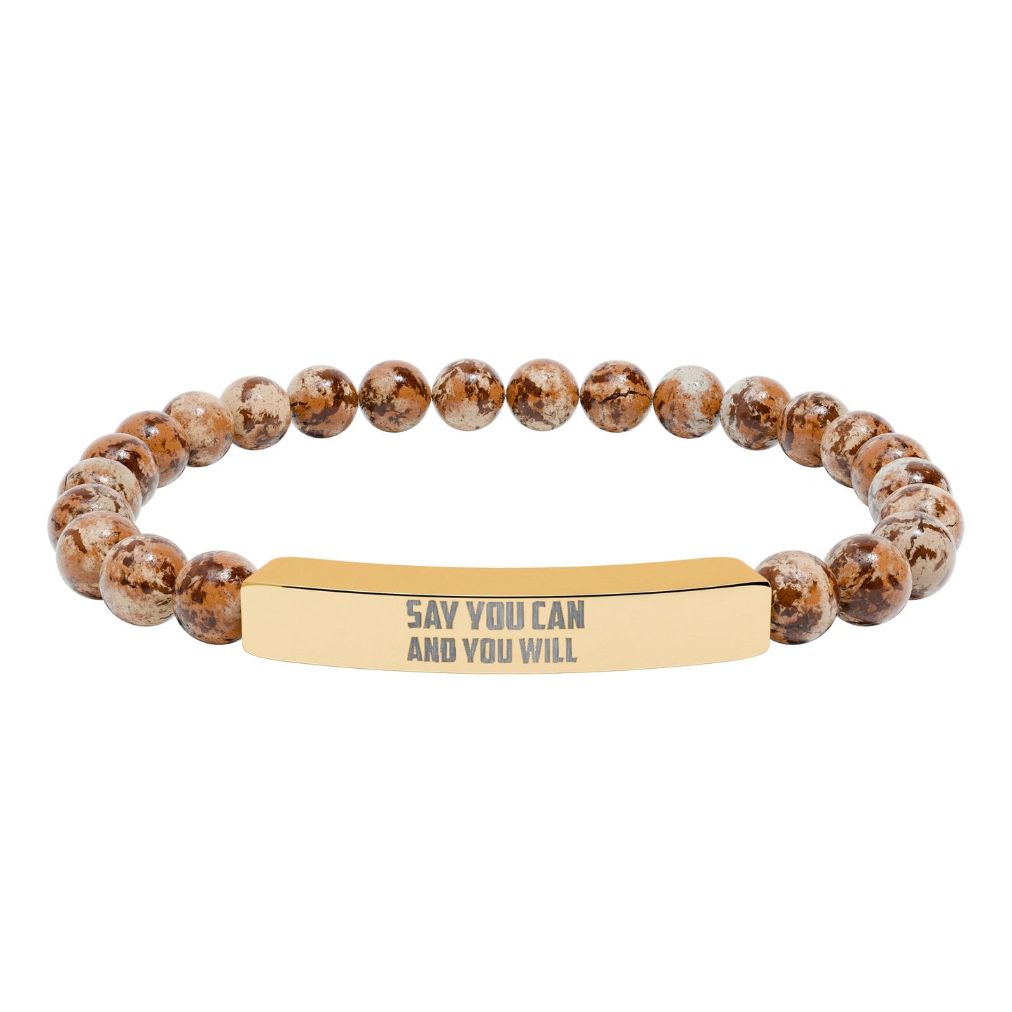 Natural Stone Stretch Bar Bracelet (Engraving)