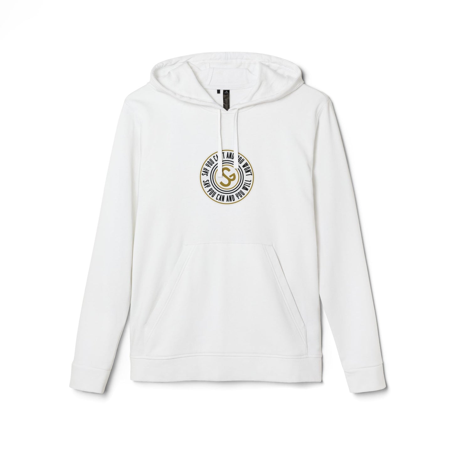 Adidas "Say You Can and You Will" Fleece Hoodie — White Casual Athletic Pullover