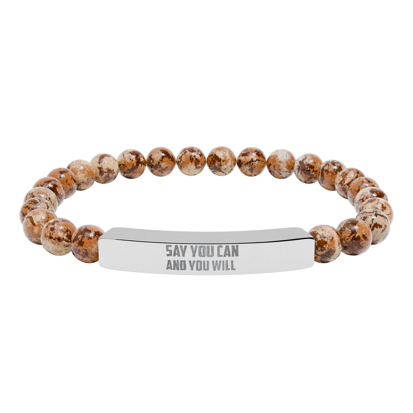 Natural Stone Stretch Bar Bracelet (Engraving)