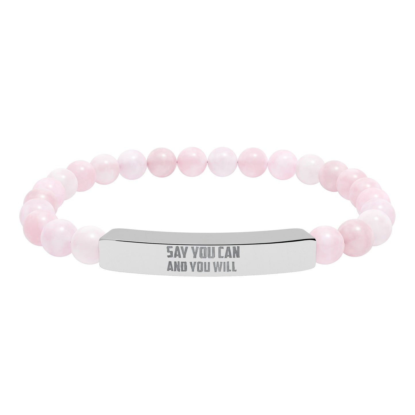 Natural Stone Stretch Bar Bracelet (Engraving)